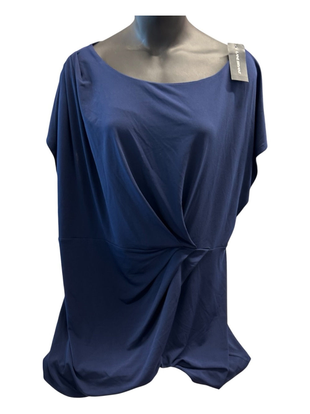 Lane Bryant Women’s 22/24 Navy Blue Twist Front Top NWT Plus Size Short Sleeve